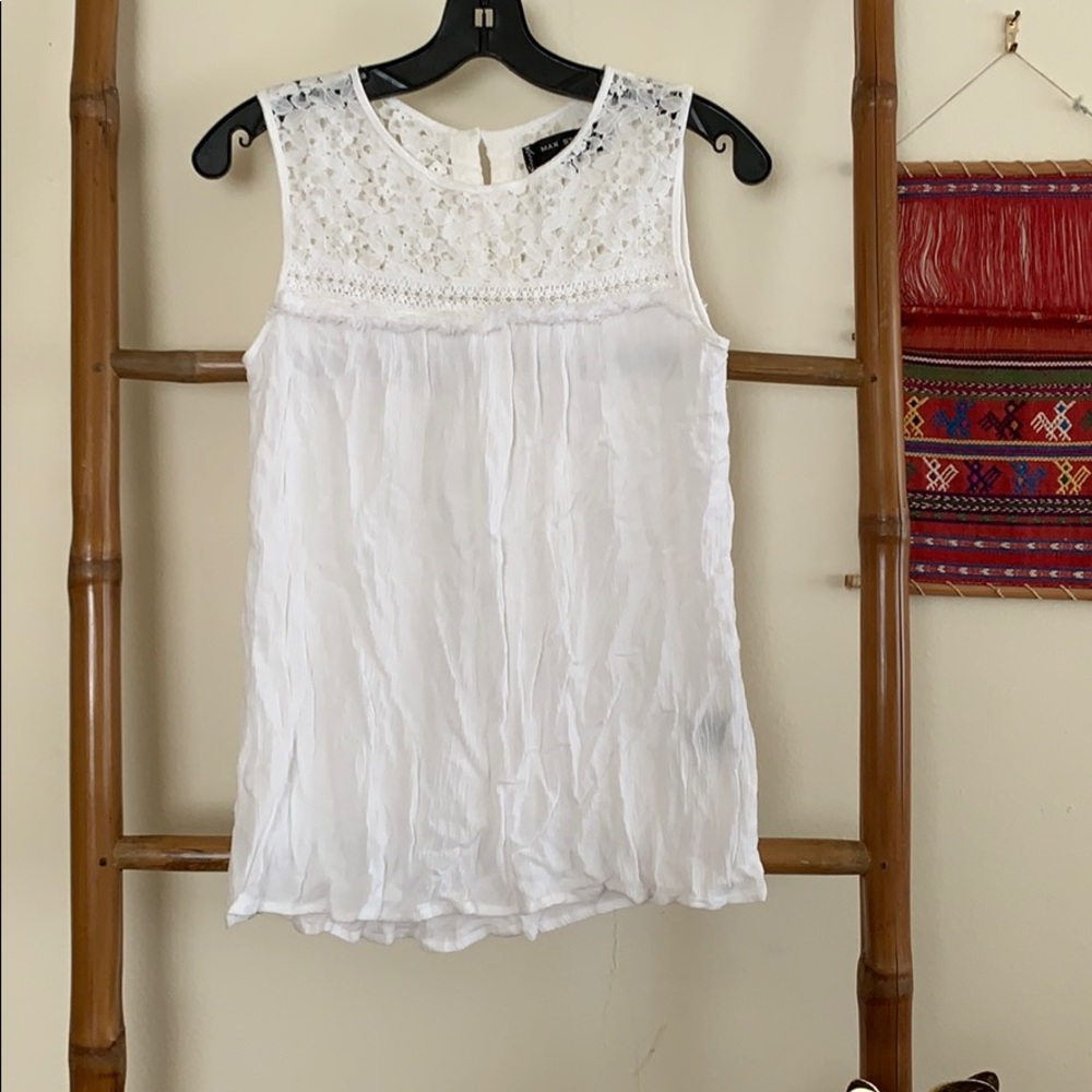 Max Studio White Floral Lace Tank - SOLD